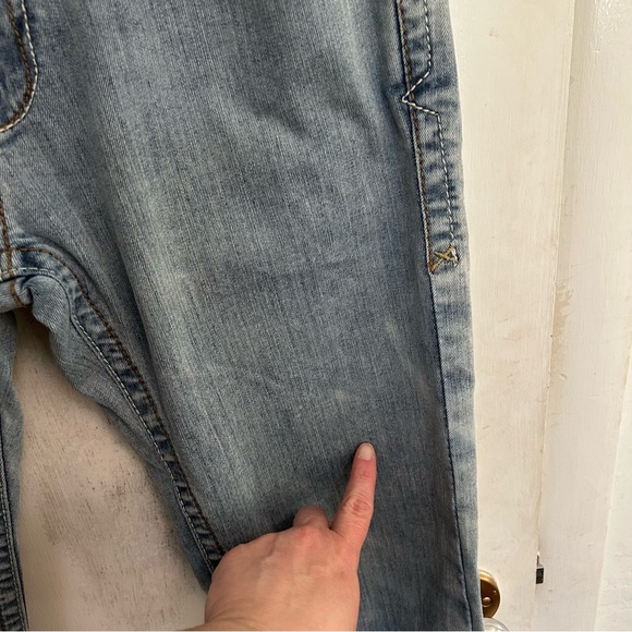 Ariat M7 Rocker Straight Leg Jeans Mens 32X34 Blue Faded Western Slim Fit Grunge - Picture 14 of 16